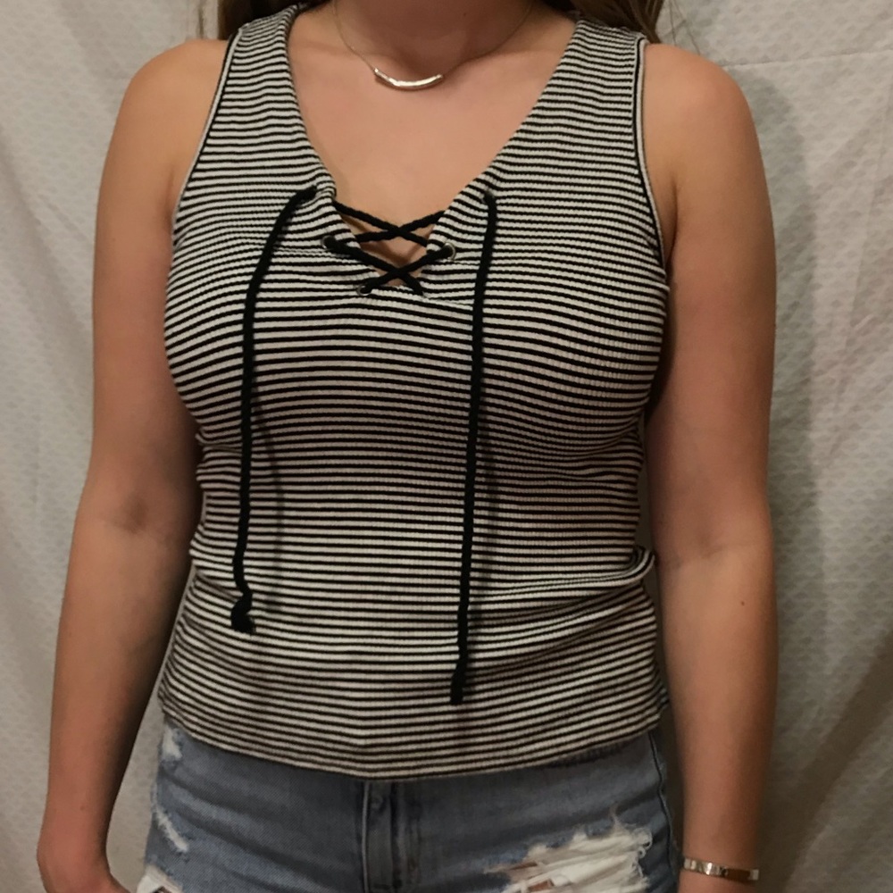 Black and white striped tank top